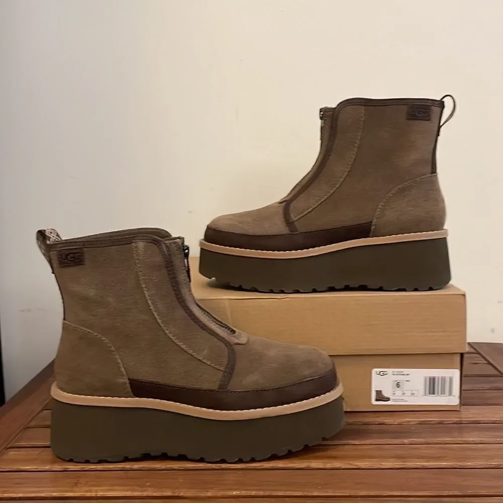 UGG Cityfunc Zip Boots Hickory USA Women Size 9.5/UK 7.5/EU 40.5